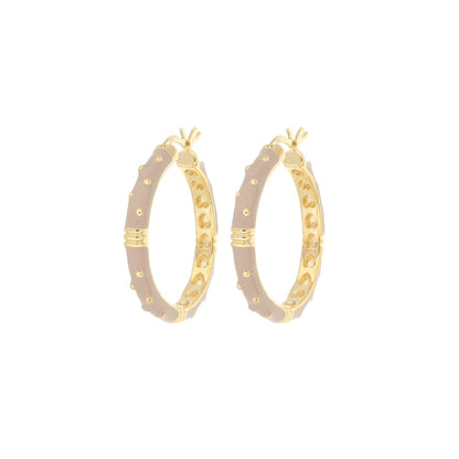 Ribbed Polka Dot Gold Enamel Clip On Earrings