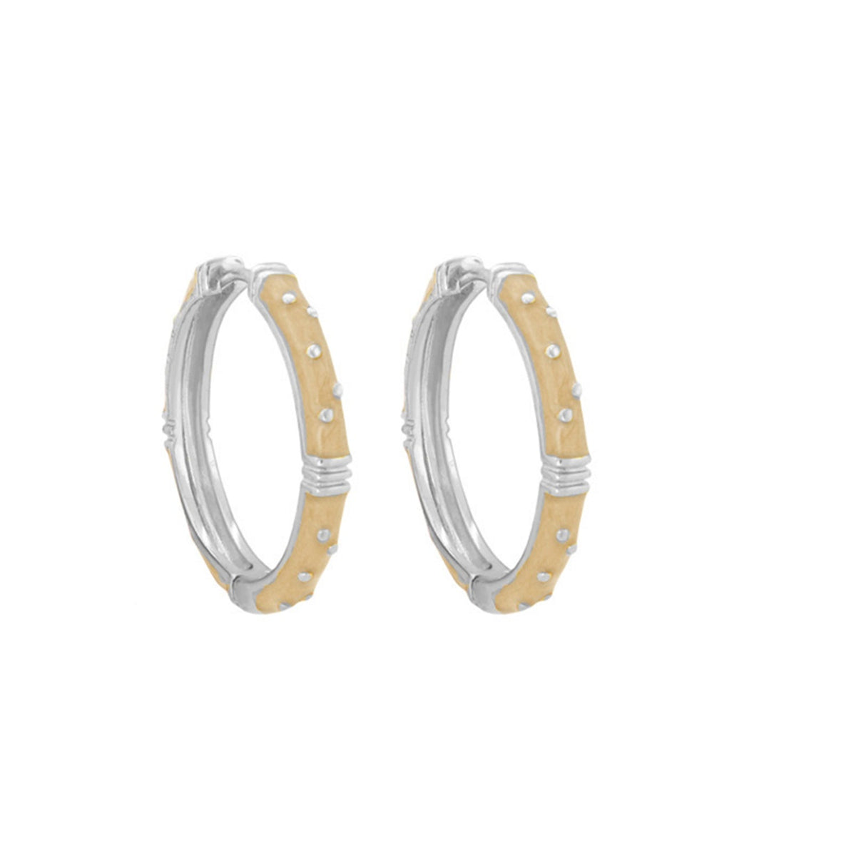 Ribbed Polka Dot Gold Enamel Clip On Earrings