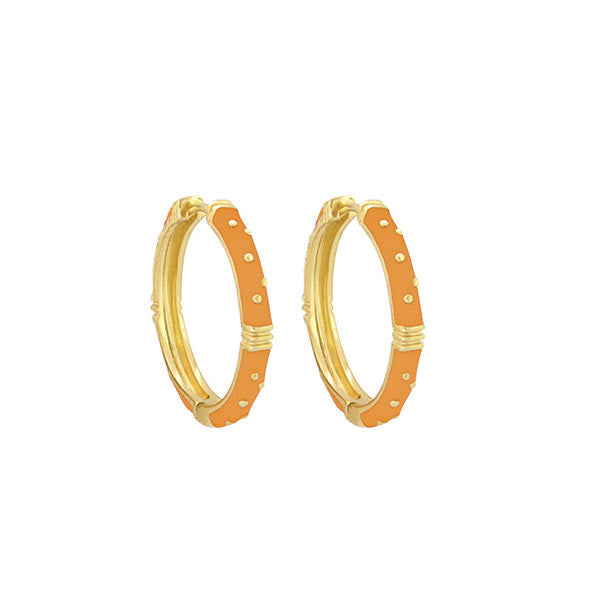 Ribbed Polka Dot Gold Enamel Clip On Earrings