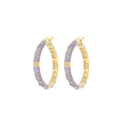 Ribbed Polka Dot Gold Enamel Clip On Earrings