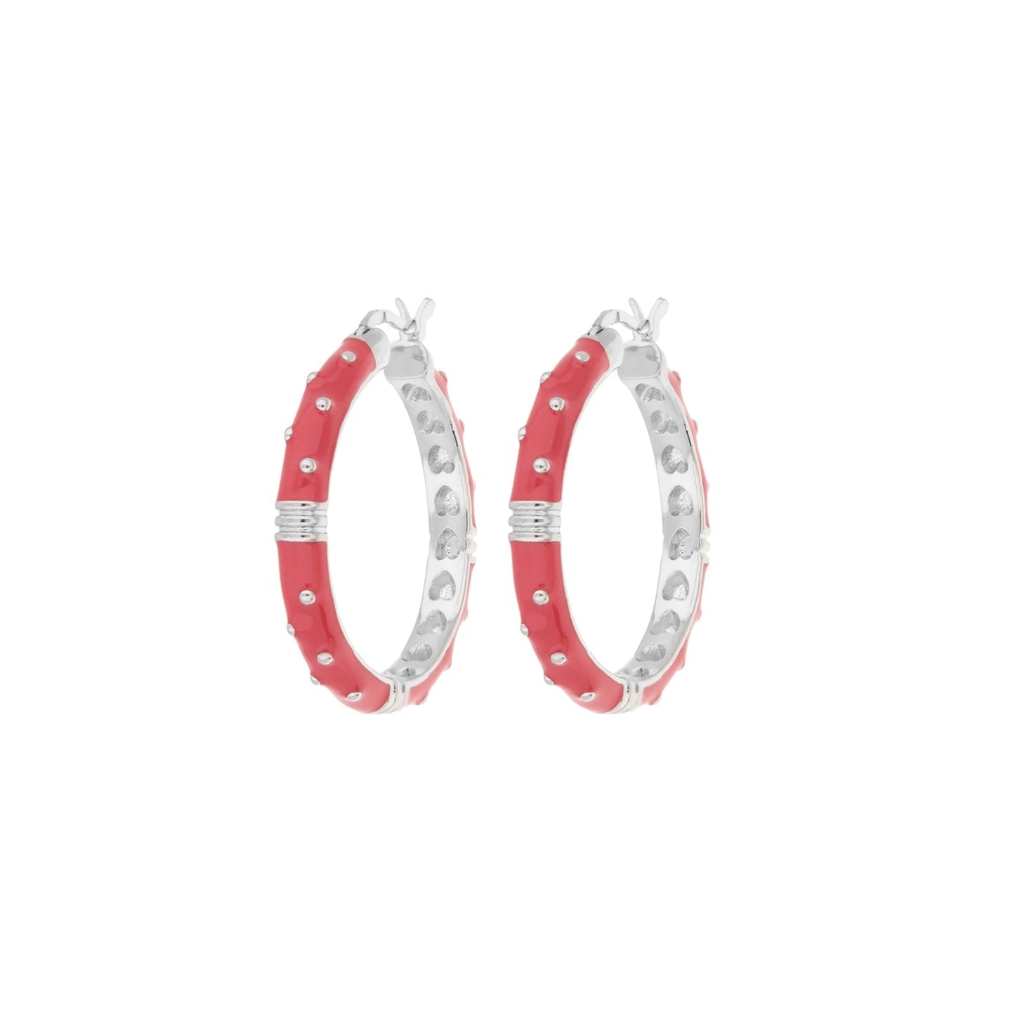 Ribbed Polka Dot Gold Enamel Clip On Earrings