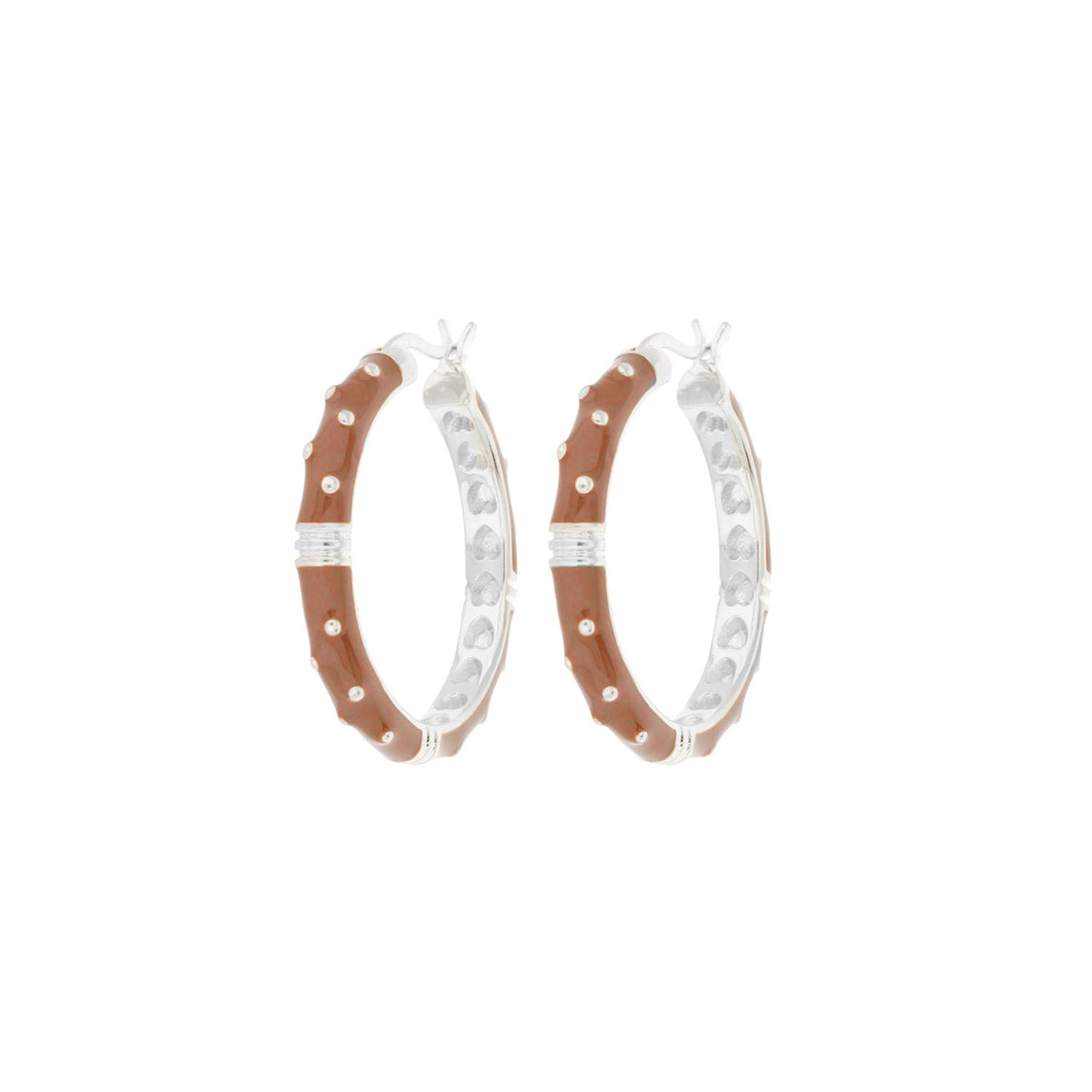 Ribbed Polka Dot Gold Enamel Clip On Earrings