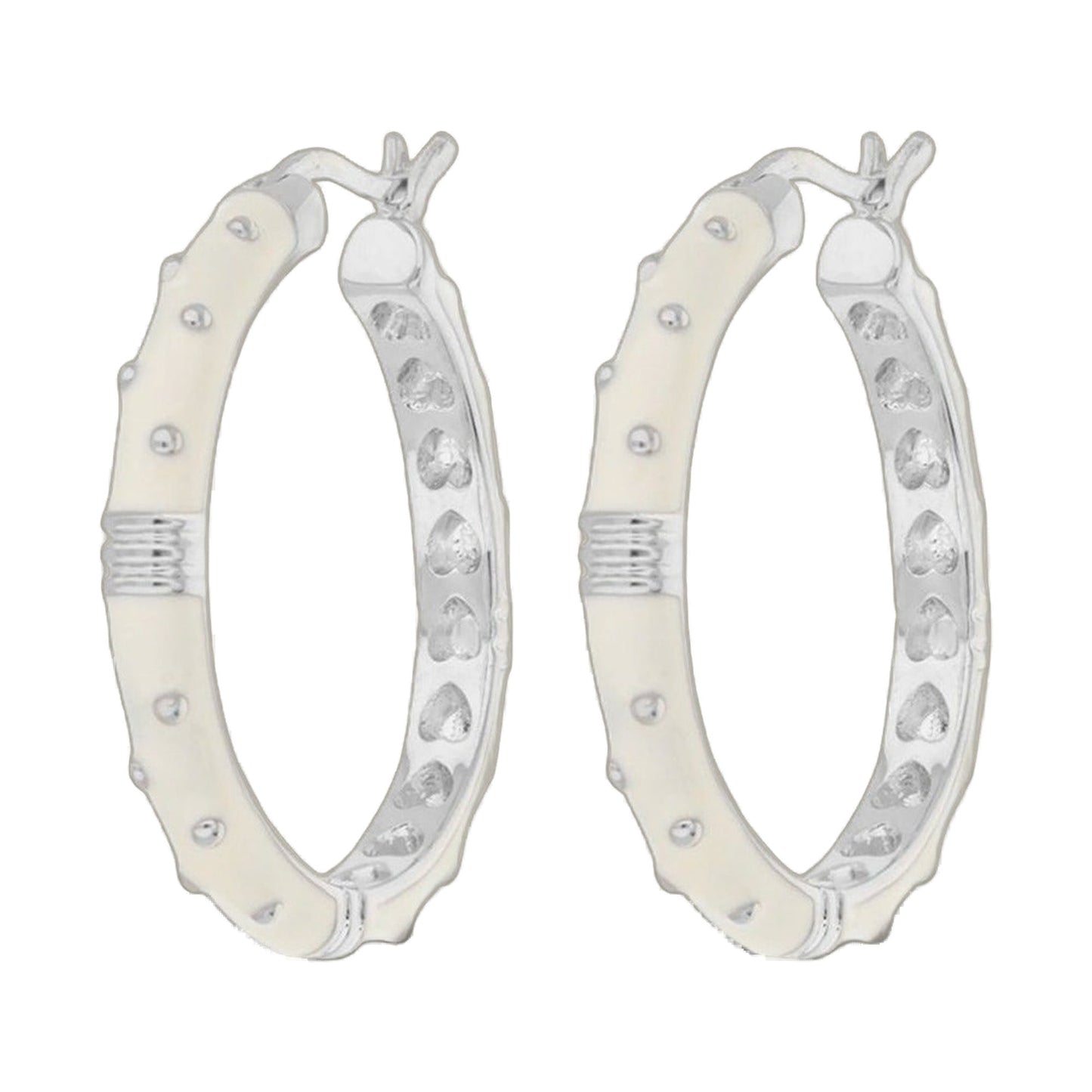 Ribbed Polka Dot Gold Enamel Clip On Earrings