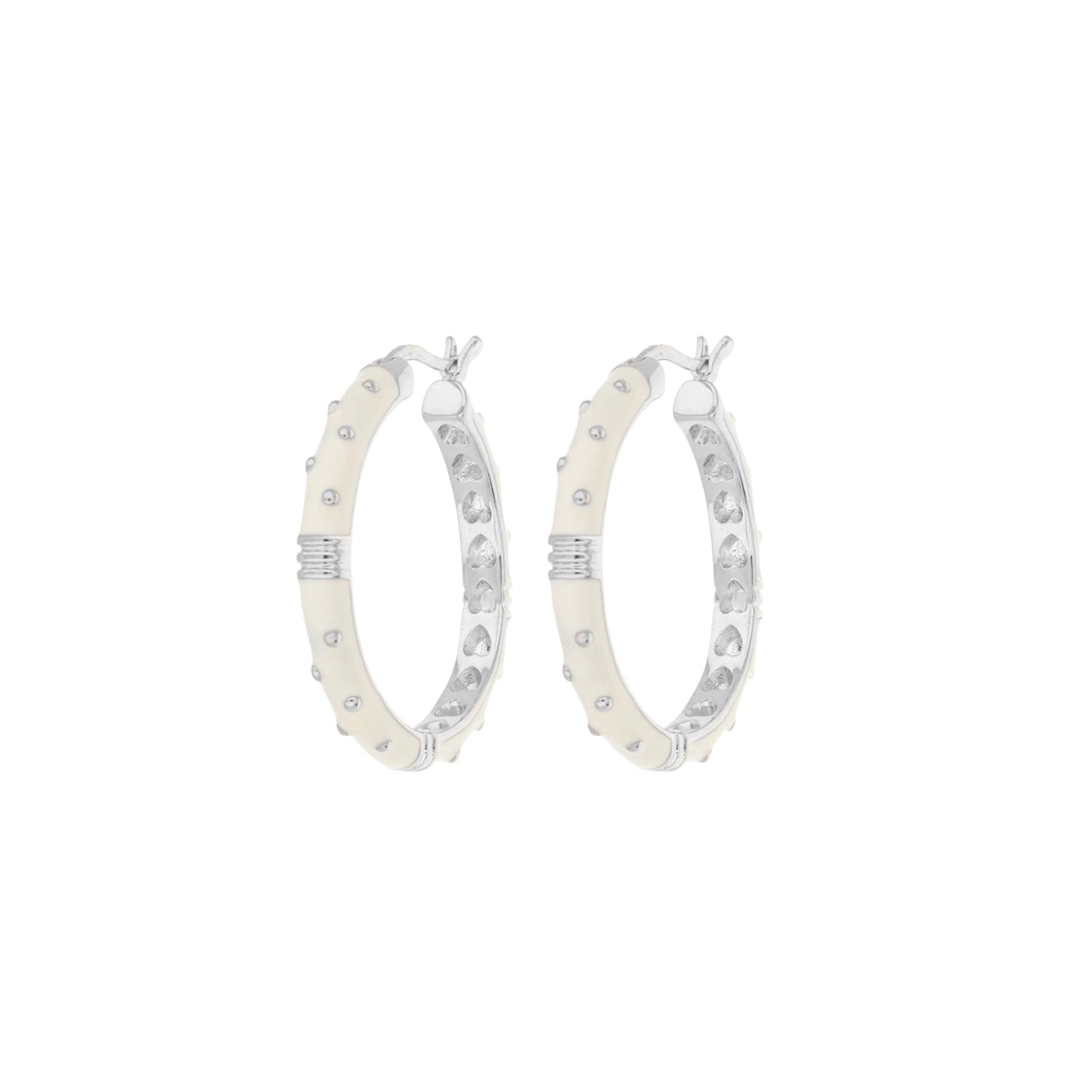 Ribbed Polka Dot Gold Enamel Clip On Earrings