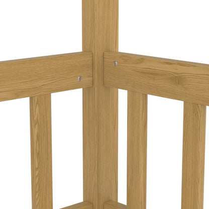 Twin size canopy bed frame with guardrails in natural oak wood, HouseOfZazla on Tampa Home & Garden Store