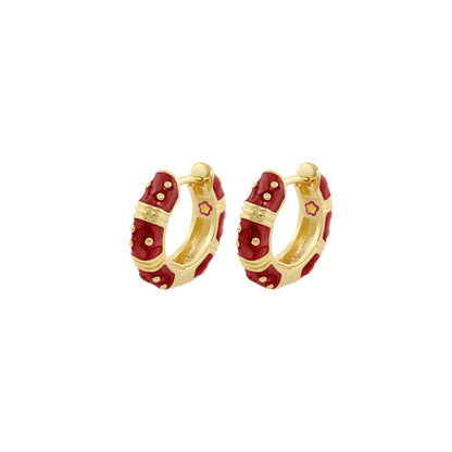 Polka Dot Earrings Wide Huggie gold-tone hoops with red enamel dots by Lauren G Adams 2 pcs on Tampa Home & Garden Store