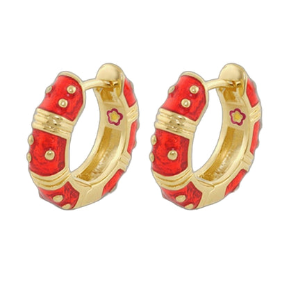 Polka Dot Earrings — Wide Huggie red enamel hoops with gold trim by Lauren G Adams, 3 pairs on Tampa Home & Garden Store