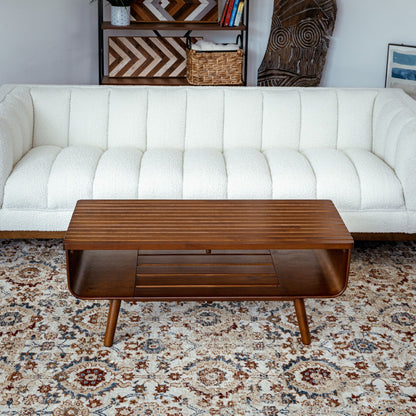 Alice mid-century modern coffee table in warm walnut finish with slatted top by HouseOfZazla on Tampa Home & Garden Store