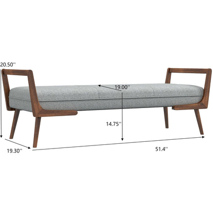 Gray upholstered bench with biscuit tufting by HouseOfZazla 51.2 in wide on Tampa Home & Garden Store