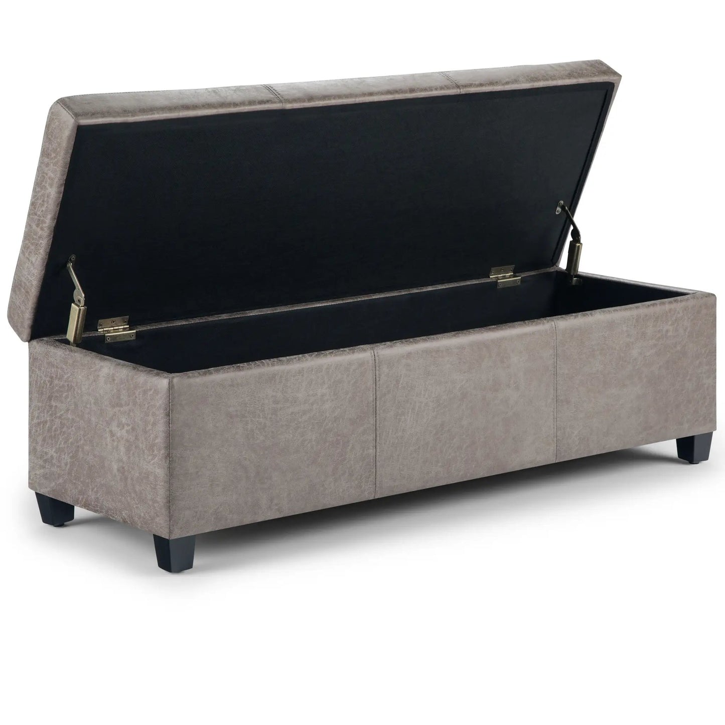 Avalon storage ottoman bench beige fabric lift-top black interior Unique Piece Furniture on Tampa Home & Garden Store