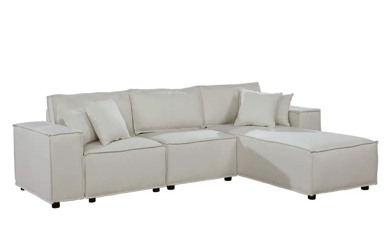 Harvey sofa with reversible chaise, cream beige stationary sectional with neutral cushions on Tampa Home & Garden Store