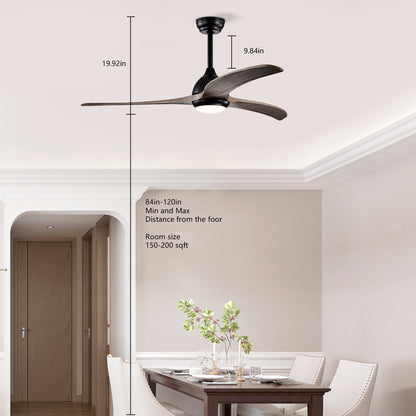 52in solid wood blades ceiling fan with light and remote, black housing HouseOfZazla on Tampa Home & Garden Store