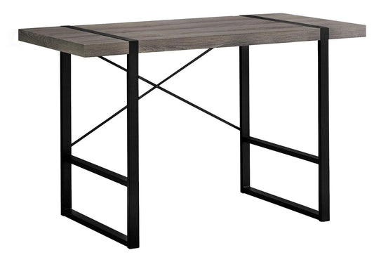 Computer desk for home office laptop, contemporary gray wood top with black metal frame on Tampa Home & Garden Store