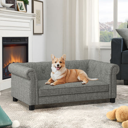 Modern Elegant Rectangle Pet Bed by HouseOfZazla, gray upholstered elevated dog sofa on Tampa Home & Garden Store