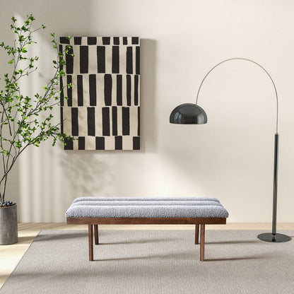 Ash Gray Upholstered Bench with Solid Wood Base, wood legs on Tampa Home & Garden Store