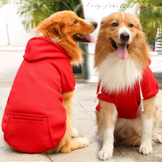 Fashion Pet Dog Simple Zipper Pocket Sweater red, Pet Zen brand worn by two dogs on Tampa Home & Garden Store