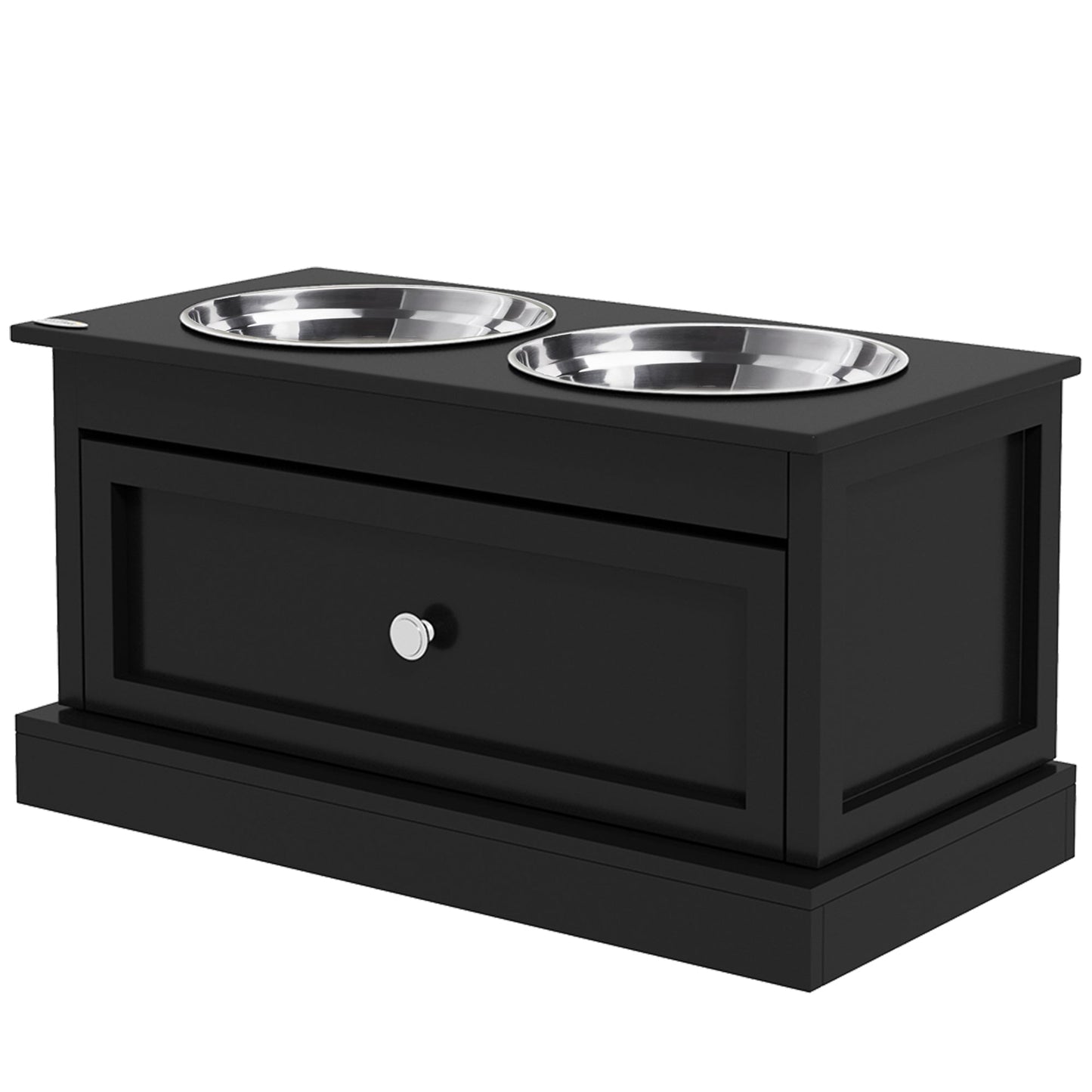 PawHut large elevated dog bowls on black stand with dual stainless bowls and storage drawer on Tampa Home & Garden Store