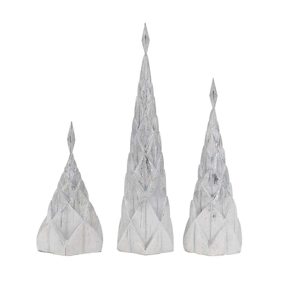 Resin Foil Christmas Trees Star Top Set of 3