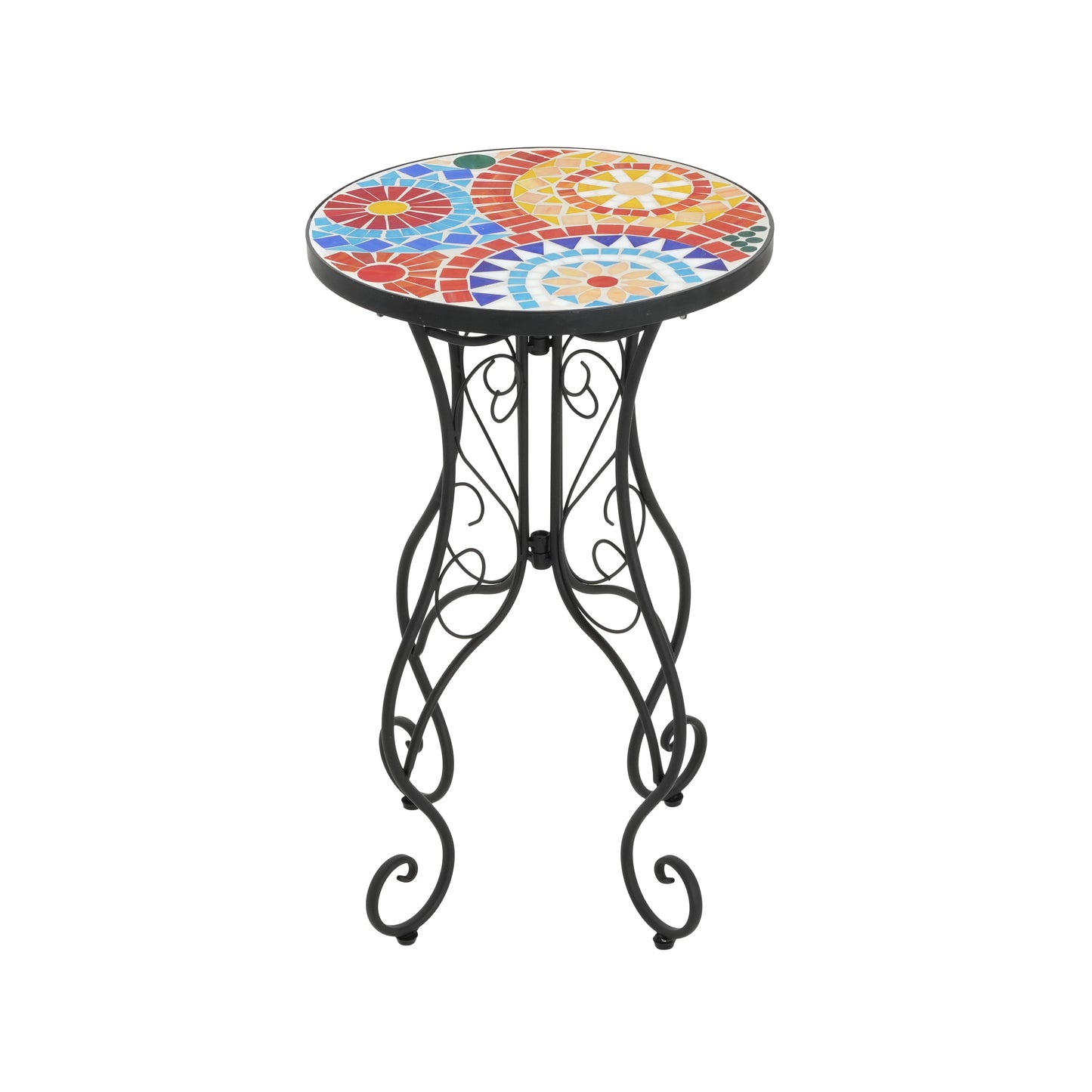 Colorful and Floral Ceramic Outdoor Side Table