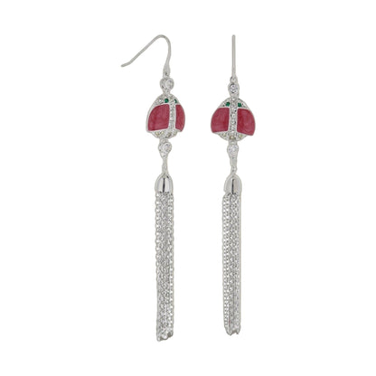Lady Poof Earrings by Lauren G Adams, pink stone and crystal dangle, silver-tone on Tampa Home & Garden Store