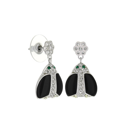 Lady Poof Earrings pair Lauren G Adams, black enamel teardrops with crystal accents on Tampa Home & Garden Store