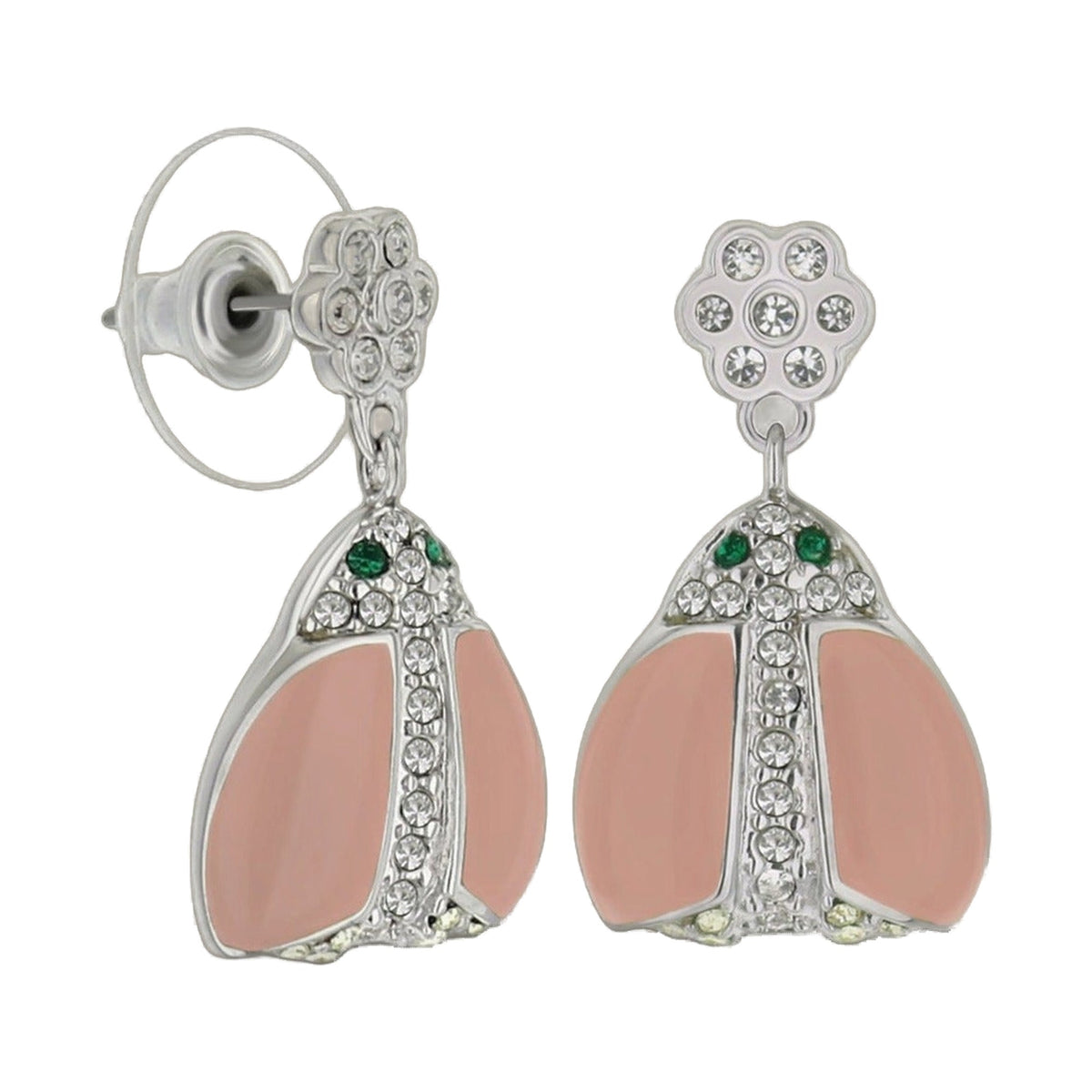 Lady Poof Earrings Lauren G Adams silver-tone crystal flower tops teardrop drops pair on Tampa Home & Garden Store