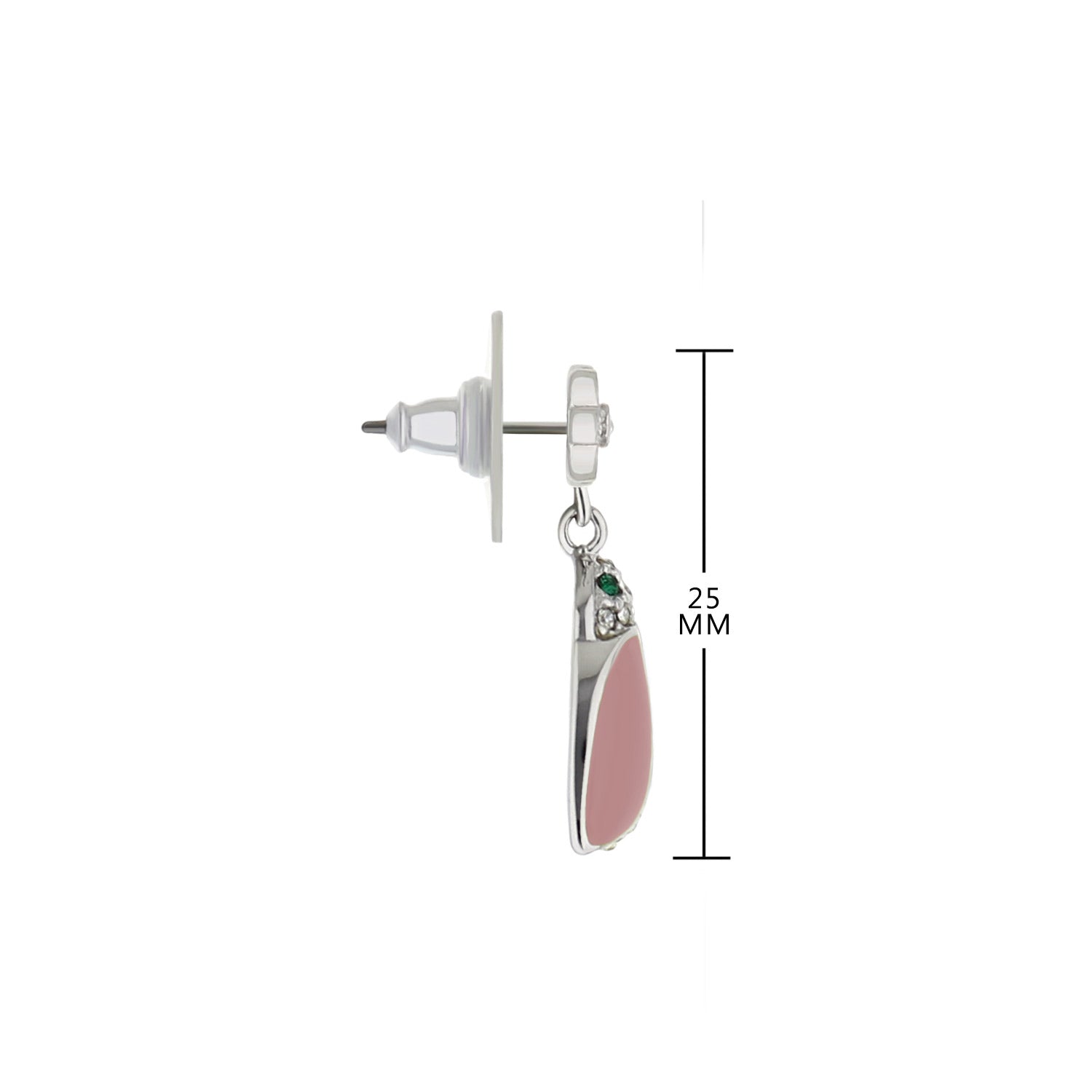 Lady Poof Earrings Lauren G Adams, silver-tone earring with pink enamel teardrop pendant on Tampa Home & Garden Store