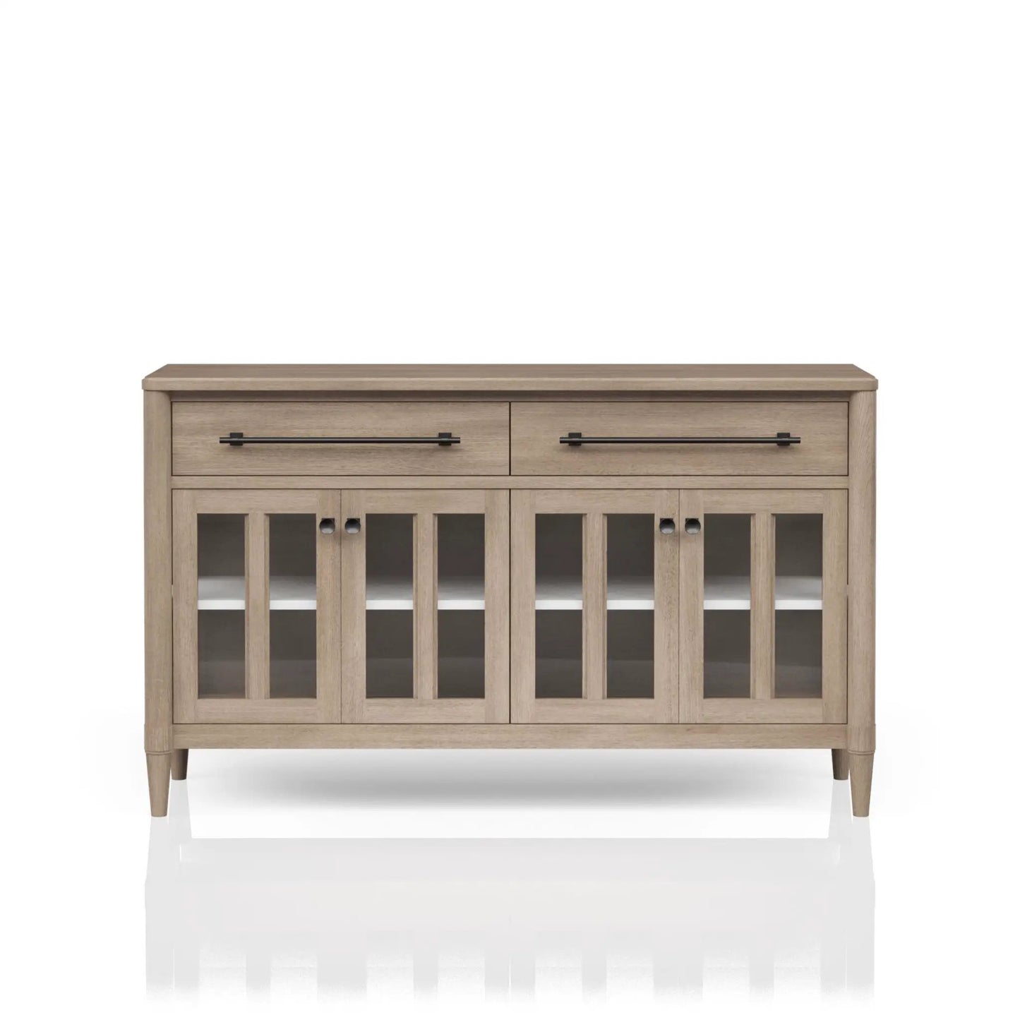 Power Ready Buffet With Glass Cabinet Doors Sand