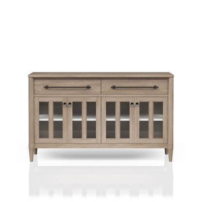 Power Ready Buffet With Glass Cabinet Doors Sand
