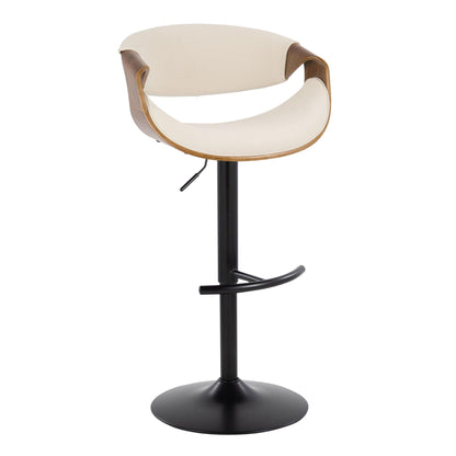 Mid century modern adjustable barstool with swivel beige upholstery and wood arms on Tampa Home & Garden Store