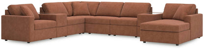 Modmax Sectional Spice fabric stationary sofa, L-shaped with chaise and glass side tables on Tampa Home & Garden Store