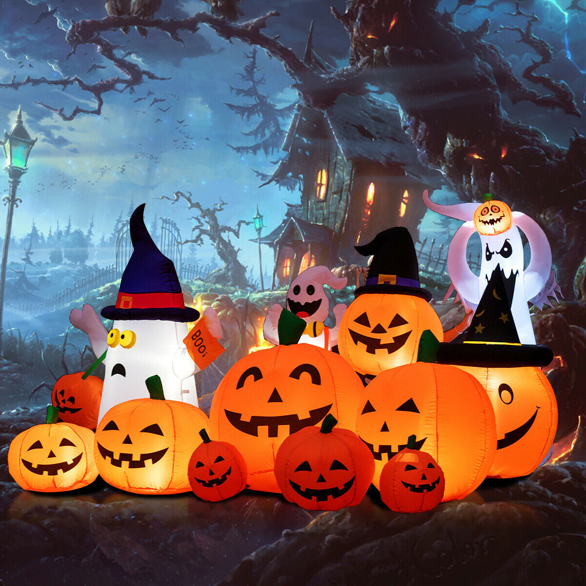 7 pumpkins Halloween inflatable with LED lights, 7.5 ft by DirectDeals, party decoration on Tampa Home & Garden Store