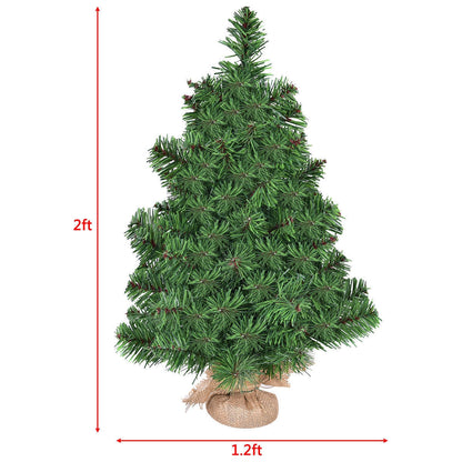Holiday Season Decor Artificial PVC Christmas Tree 2 ft with burlap-wrapped base DirectDeals on Tampa Home & Garden Store