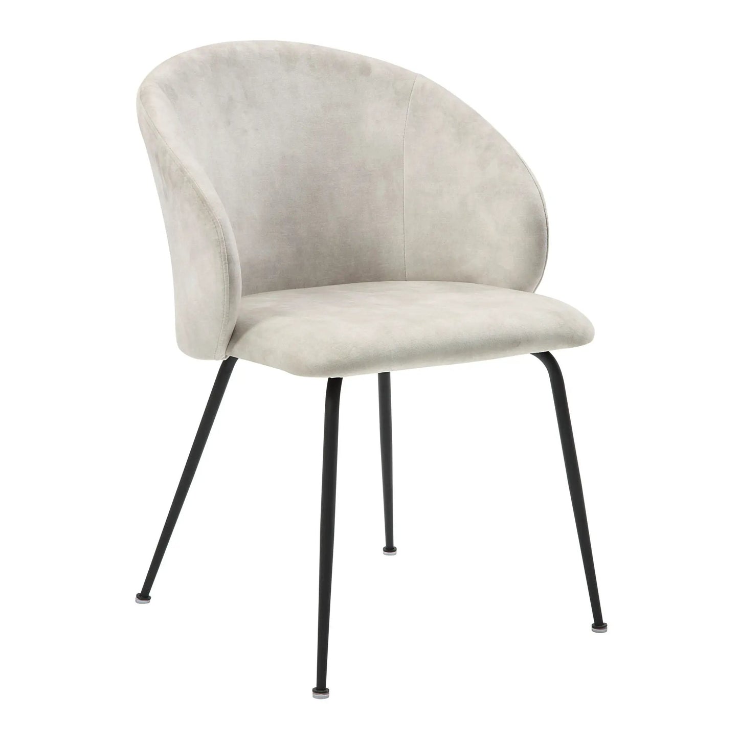 Velvet Side Chairs Set With Metal Legs Beige