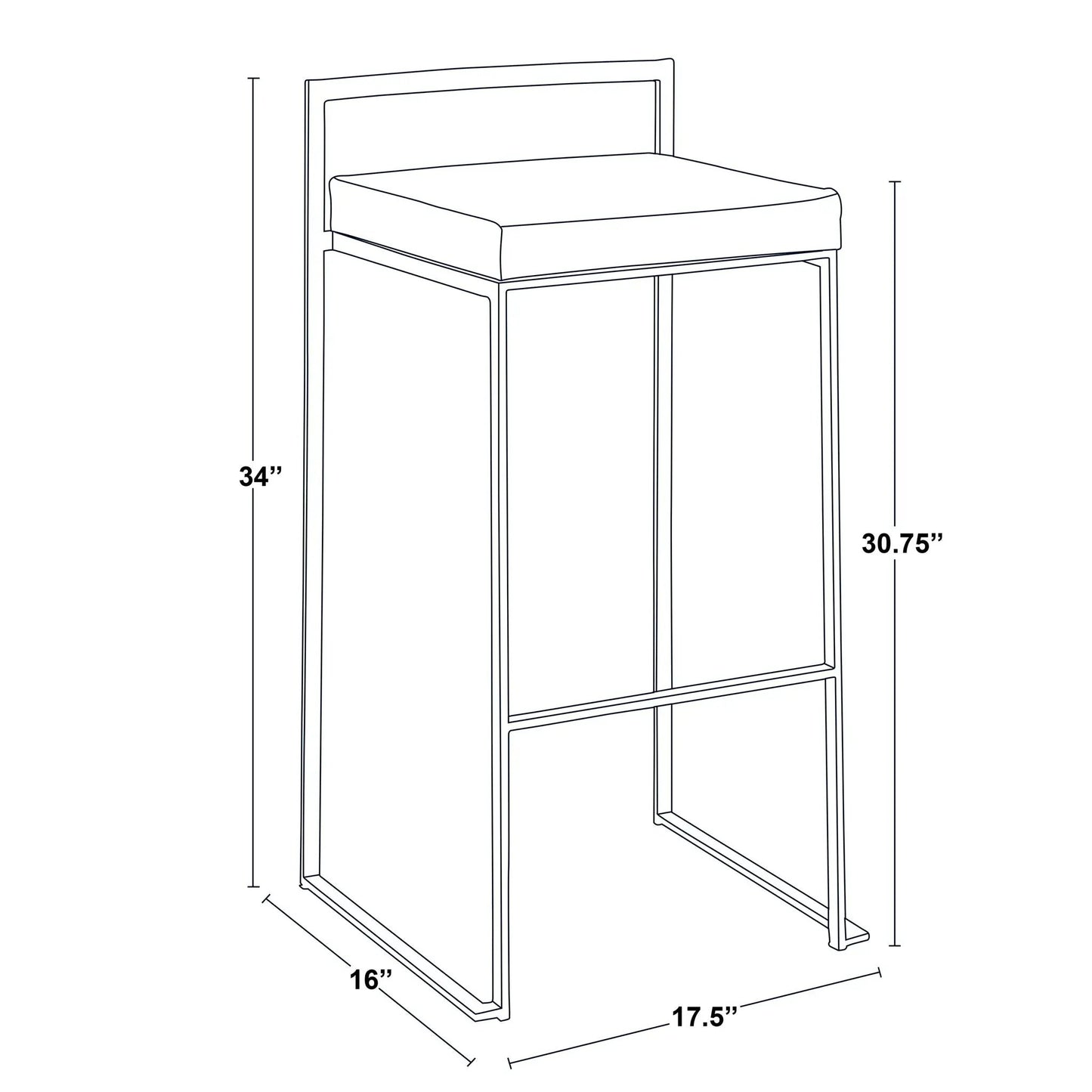 Fuji Contemporary Glam Barstool metal frame with padded seat Unique Piece Furniture on Tampa Home & Garden Store