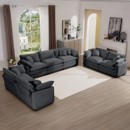 3 piece living room set oversized sectional sofa in charcoal gray fabric with deep seats on Tampa Home & Garden Store