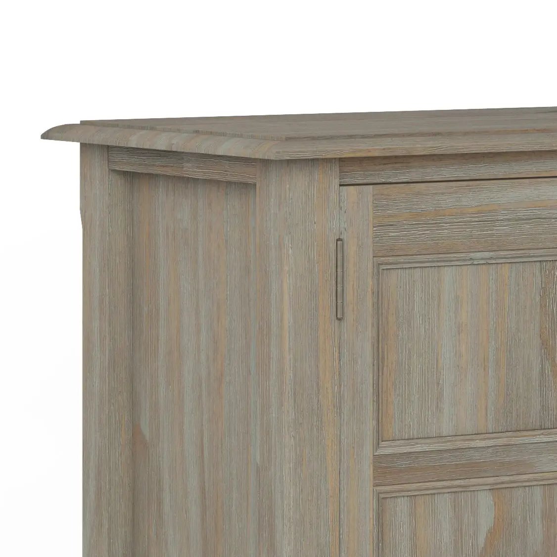 Burlington handcrafted low storage cabinet in weathered grey wood on Tampa Home & Garden Store