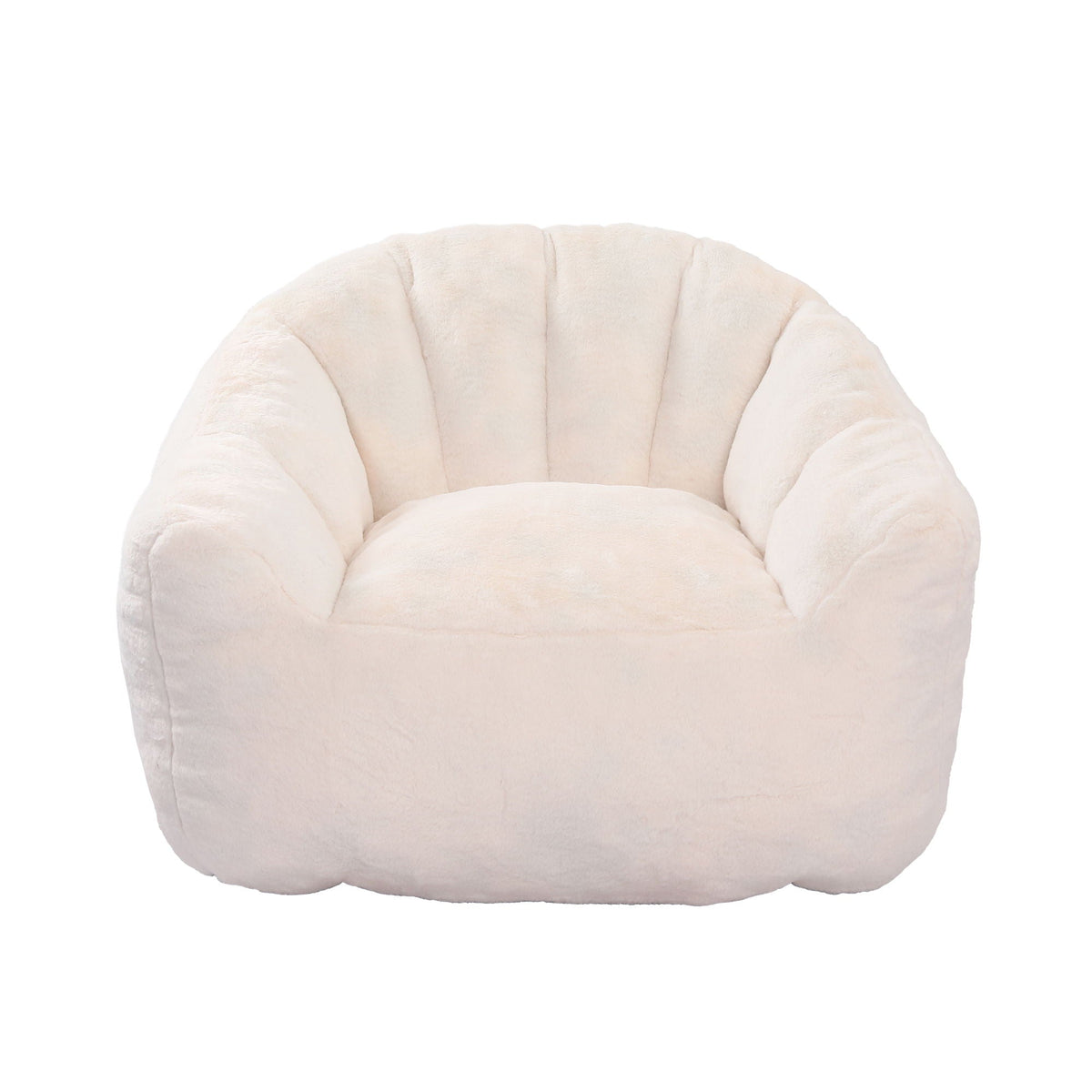 Beanbag sofa chair with armrests, cream plush upholstery, high-density foam fill, HouseOfZazla on Tampa Home & Garden Store