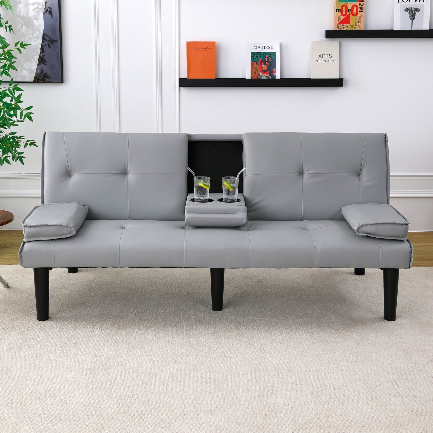 Compact Foldable Sofa Bed and Cup Holder