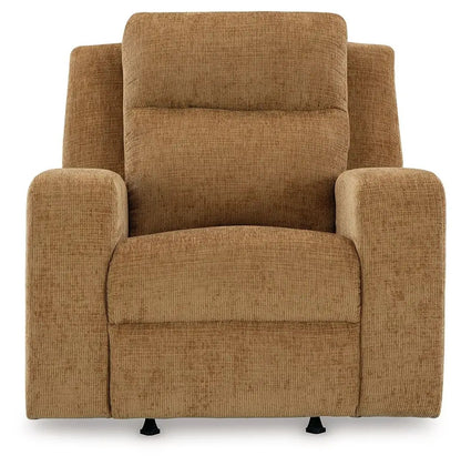 Kanlow rocker recliner in warm tan corduroy upholstery on Tampa Home & Garden Store