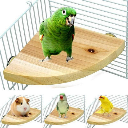 Solid wood bird cage jumping platform perch with curved deck natural finish set of 4 on Tampa Home & Garden Store