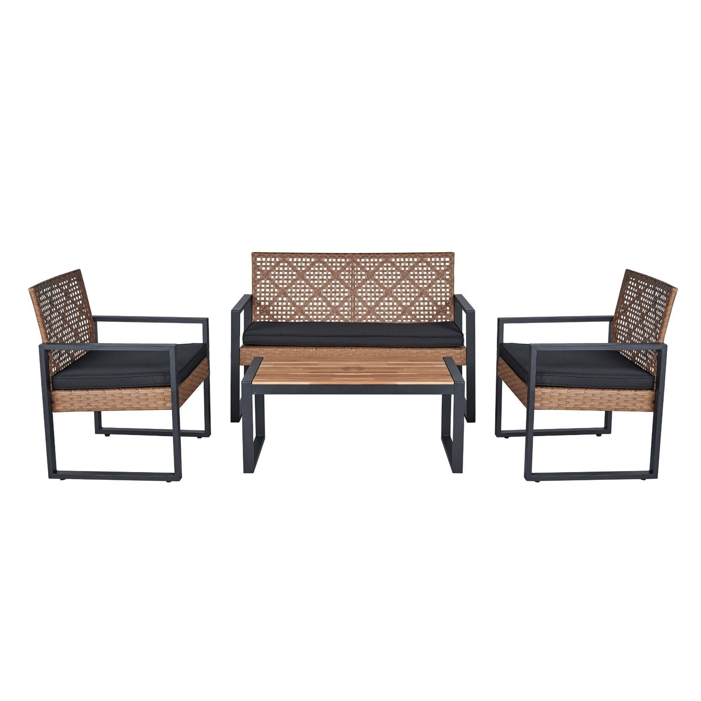 Furniture Set with Acacia Wood Table and Cushions