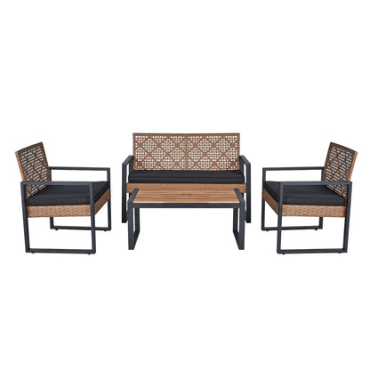 Furniture Set with Acacia Wood Table and Cushions