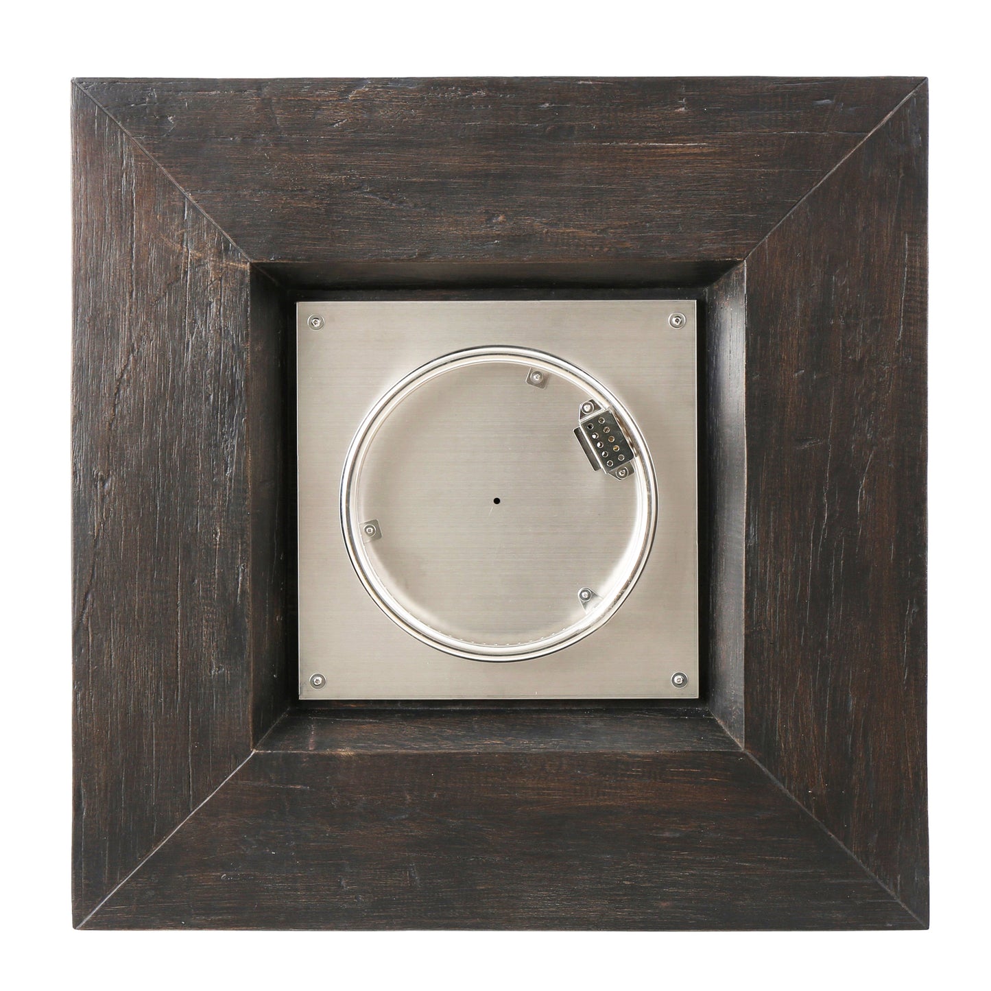Anchorage 32'' Wood Square MGO Fire Pit brown frame with brushed stainless steel access door on Tampa Home & Garden Store
