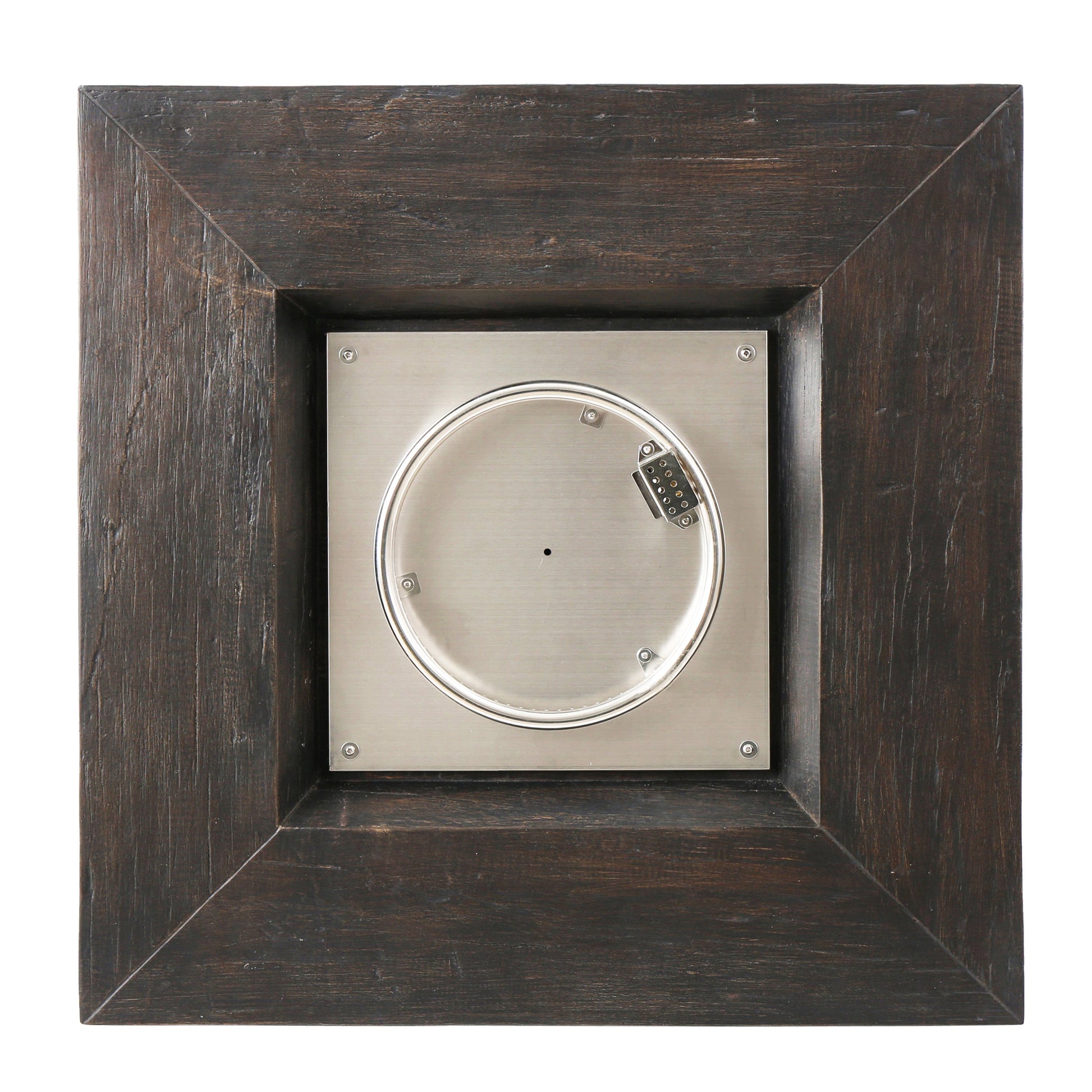 Anchorage 32'' Wood Square MGO Fire Pit brown frame with brushed stainless steel access door on Tampa Home & Garden Store