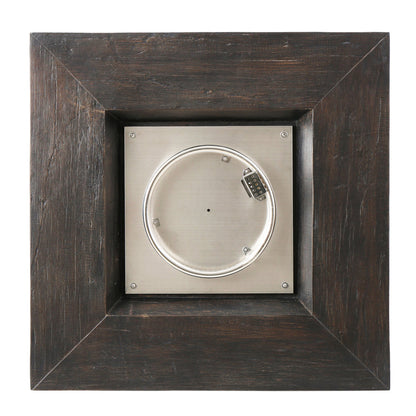 Anchorage 32'' Wood Square MGO Fire Pit brown frame with brushed stainless steel access door on Tampa Home & Garden Store