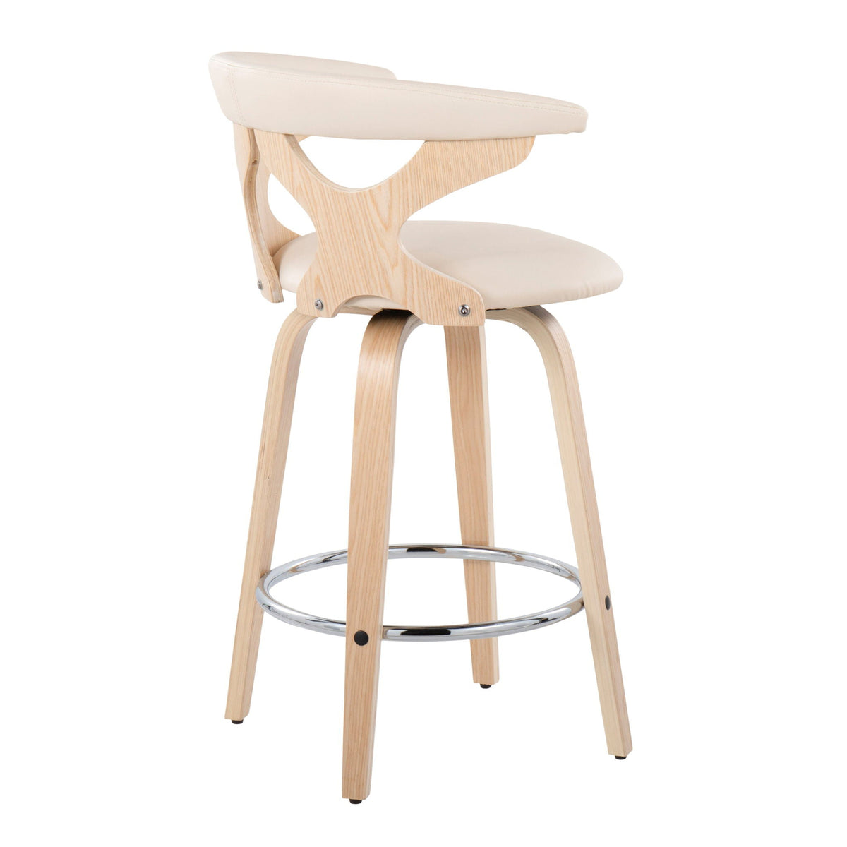 Counter stool set, fixed, beige, wood frame, 2 stools with swivel on Tampa Home & Garden Store