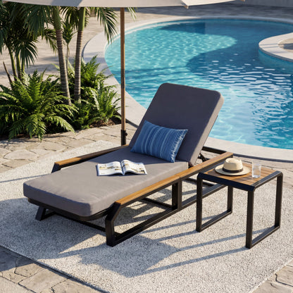 3 Piece Adjustable Outdoor Chaise And Side Table