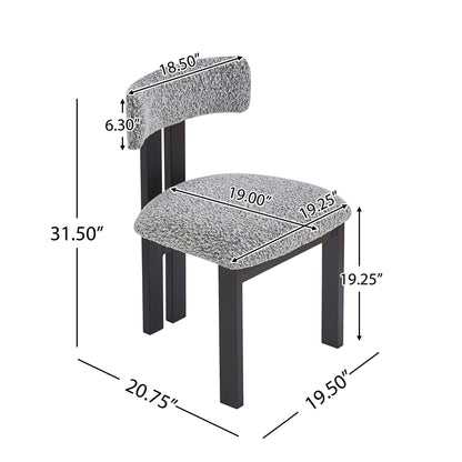 Modern upholstered armless dining chair with black metal legs in gray speckled fabric on Tampa Home & Garden Store