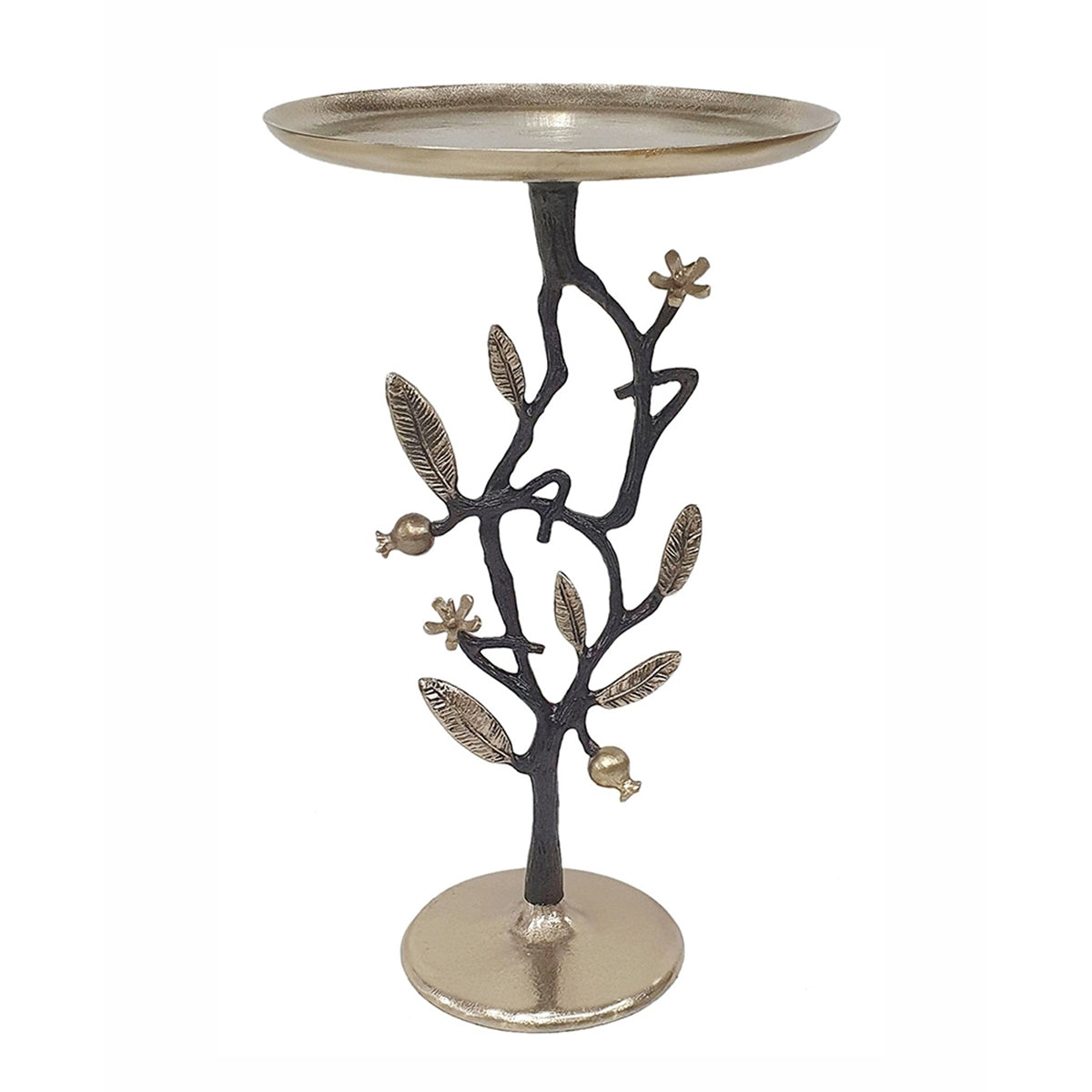 End table HouseOfZazla black and gold aluminum end table with pomegranate branch design on Tampa Home & Garden Store